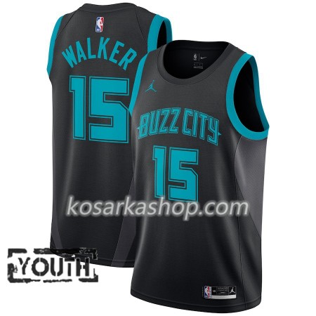 Dres Charlotte Hornets Kemba Walker 15 2018-19 Jordan Brand City Edition Crna Swingman - Dječji